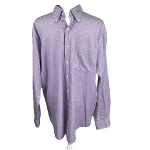 Peter Millar Crown Button Up Purple Gingham Nanoluxe Easycare Preppy Golf Sz L